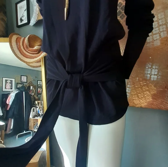 Nwt Zara Silk/Cotton Blend Tie Waist Sweater - Picture 11 of 15